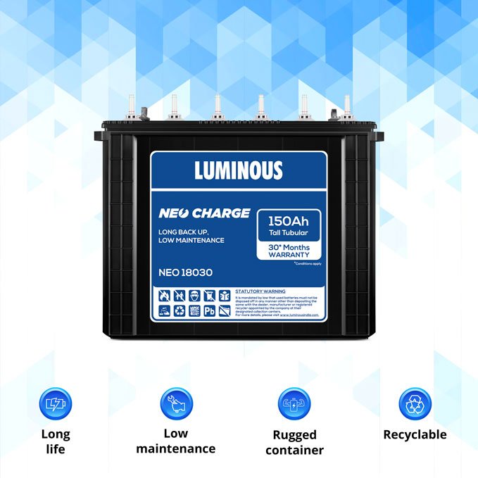 Luminous NEO 18030 150Ah Neo Tubular Inverter Battery