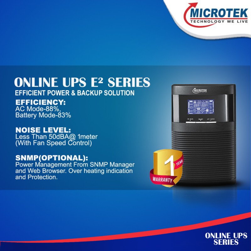 Microtek ONLINE UPS E² Series 1KVA 24VDC-IB